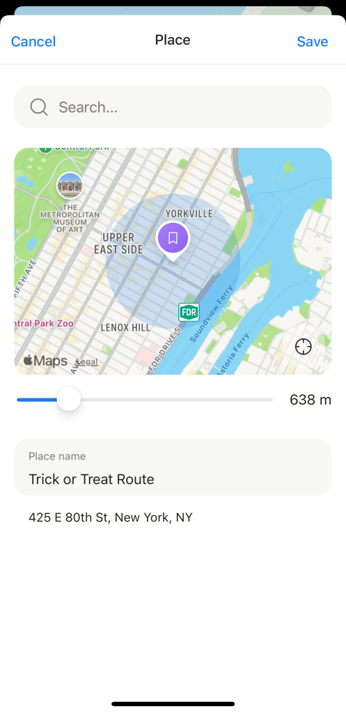 Halloween safety app iSharing Safety Zone